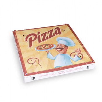 Pizzakarton aus Mikrowellpappe 30x30x3 cm Motivdruck (100 Stk.)
